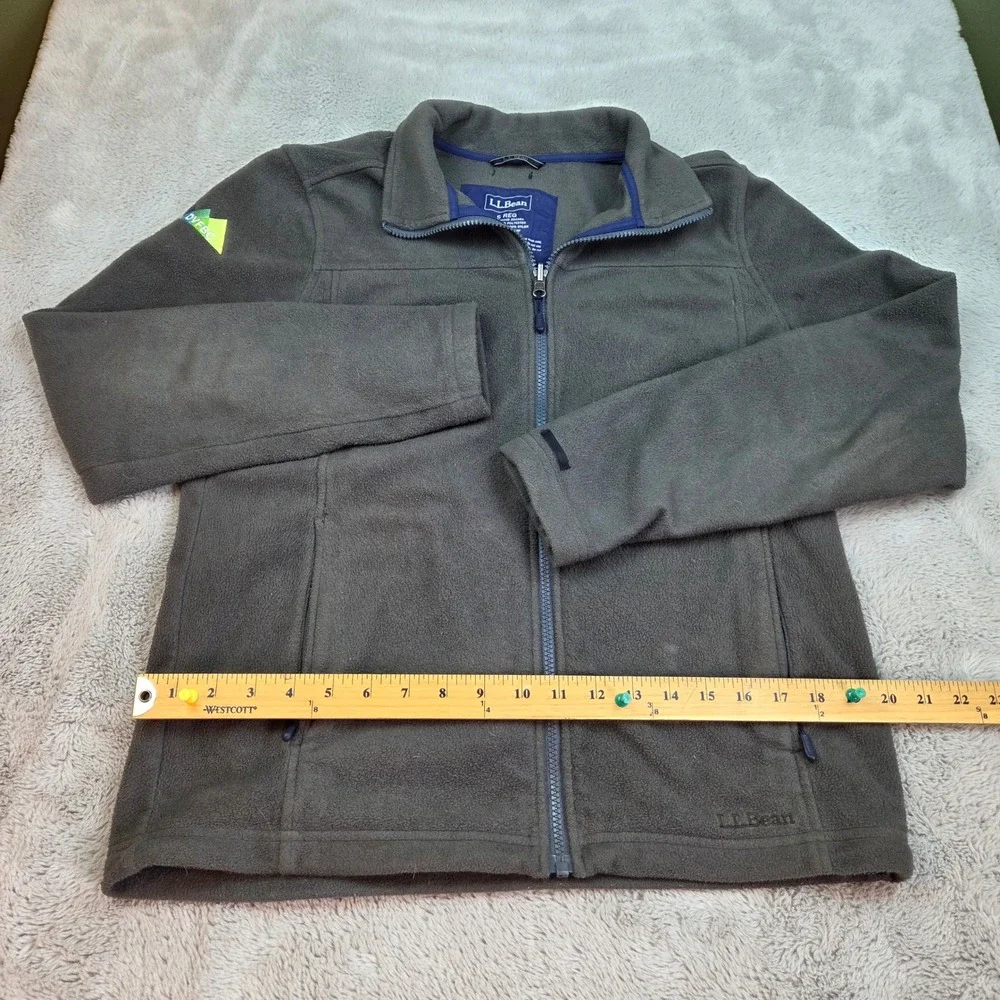 L.L. Bean Full Zip Fleece Jacket Mens S Reg DVFBC Mountain Logo Charcoal Gray